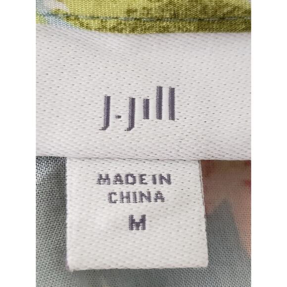 J.Jill Women's Top Medium L/S Multicolor Floral Round Neck Cold Shoulder Blouse - Picture 3 of 5